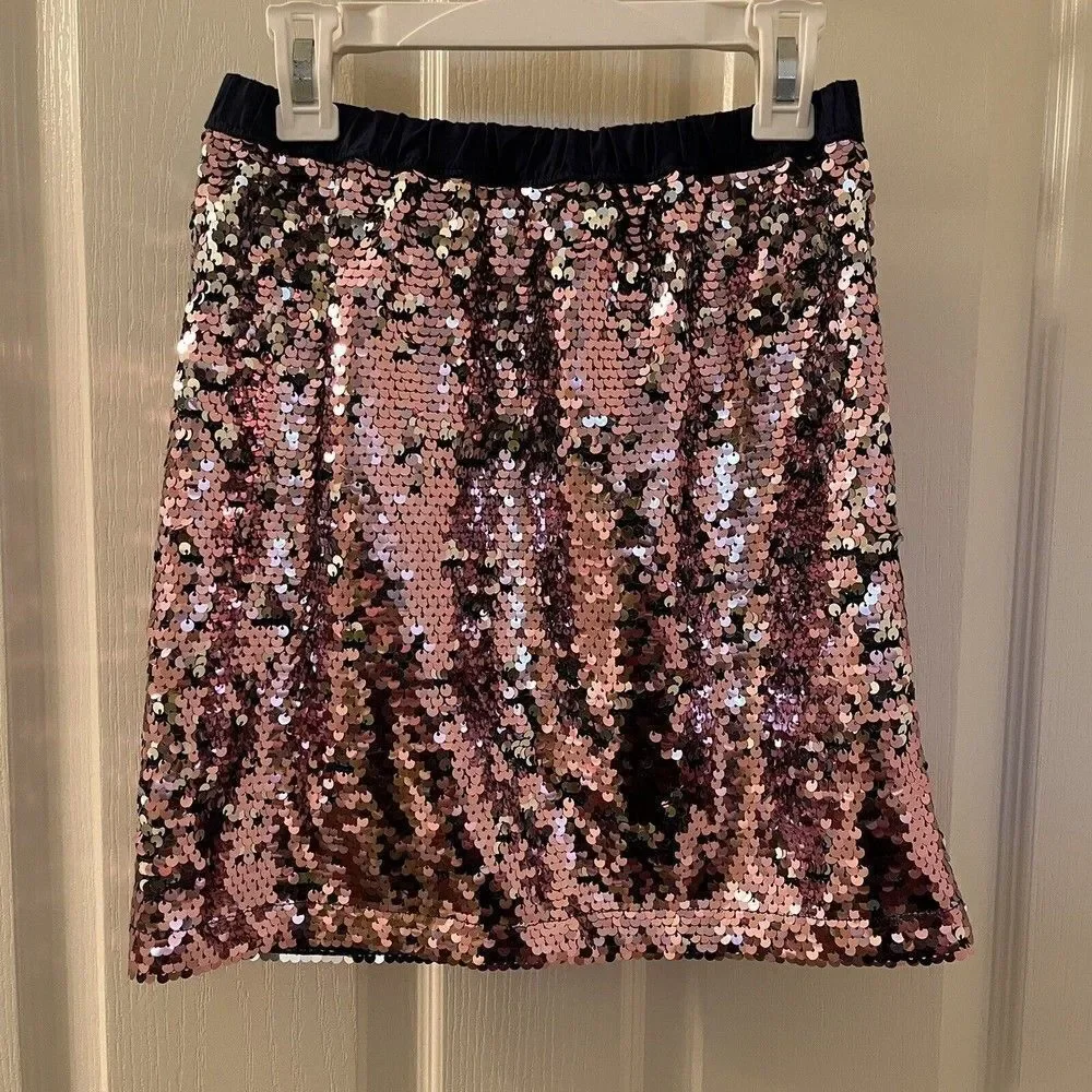 Oshkosh B'gosh Pink Silver Sequin Skirt Flippy Reversible Sequins Girls Size 12